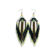Beaded Drop Earrings Statement Colorful Beaded Earrings Handmade Bohemia Be - 04