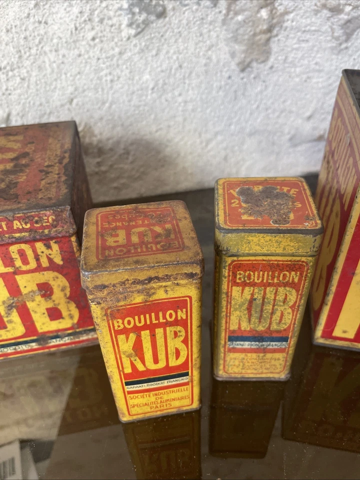 Lot de 4 Boites anciennes lithographiée BOUILLON KUB + carton KUB 25c - Photo 3/4