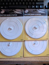5 In. Slim Flat Suction Sink Stopper In White, Corrosion Resistant Stopper QTY 4