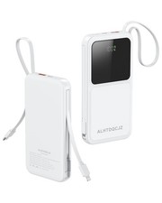 ALHTDQCJZ 10000mAh Portable Charger Built in Cables, Slim Power Bank, White