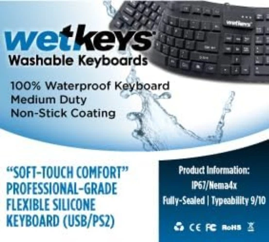 Soft-Touch Comfort Black Silicone Keyboard - Waterproof USB Plug & Play Design - Image 4 of 4