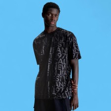 Image of CALVIN KLEIN CKJ All Over Print Heavy T-Shirt | 2XL Relaxed Fit Mono Logo Jersey