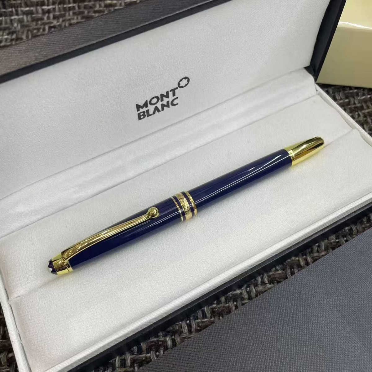 New Montblanc Meisterstuck 163 Rollerball Pen Blue/Gold w/ Gift