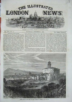Original alter antiker Druck 1867 Monte Rotondo Rom Garibaldi Berge Haus