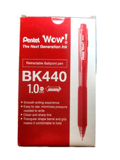 Pentel Wow Retractable Ballpoint Pen, 1.0mm , Medium Line, Red Ink, Box of 12