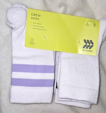 6 Pairs Retro Striped Crew Socks Tube Socks Women L shoe size 3-7
