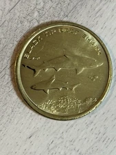 Georgia Aquarium Collectors Token Atlanta GA USA Gold Coin Black Tip Reef Shark