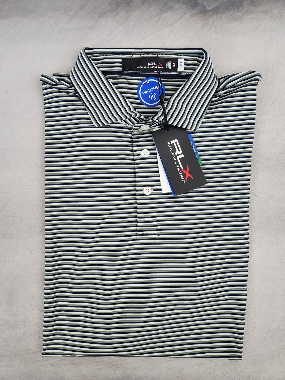 RLX Ralph Lauren Performance Golf Striped Polo Shirt Men's Size XL New