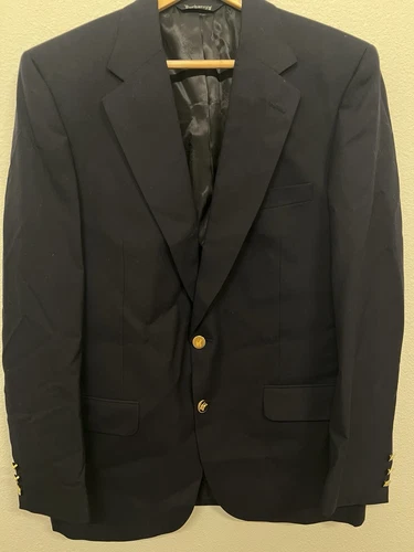 Cappotto tuta doppiopetto Burberry Super 100s lana blu navy bottoni oro 44R giacca