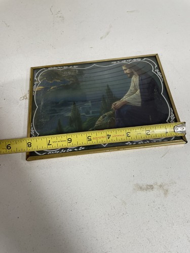 Vintage Jesus Praying Garden of Gethsemane Framed Vintage Convex NL - Picture 5 of 7
