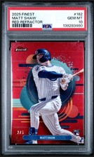 Matt Shaw 2025 Topps Finest #162 Uncommon Red Refractor /5 Cubs PSA 10 Pop 1