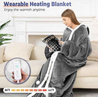 Heated Throw Blanket 10 Heating Levels Electric Wearable Blanket for Cozy Nights