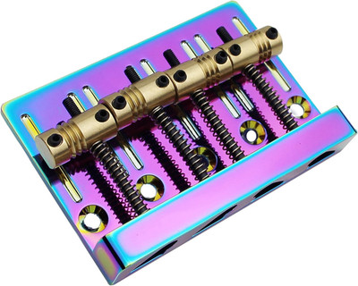 4 String Bass Bridge Brass Saddles in Rainbow Finish Fit Precision/Jazz Bass