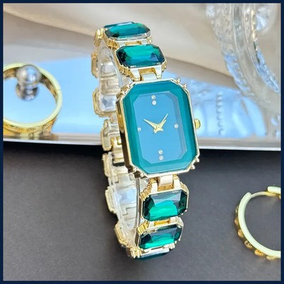 women's large section rhinestone chain rectangular color case rhinestone dial