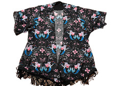 Disney The Little Mermaid Ariel Watercolor Kimono Coverup Fringe Sheer Medium