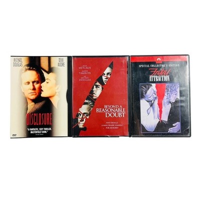 3 Movie DVD Bundle Michael Douglas Fatal Attraction, Disclosure, Beyond a Rea...