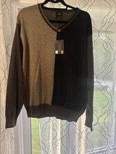 F/X Fusion sweater mens XL X-Large Brown v-neck long sleeve light weight NWT