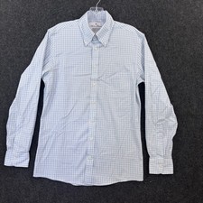 Brooks Brothers Milano Shirt Men's 14.5 32 Blue Check Non Iron Stretch Supima