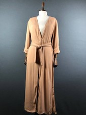 Uniqlo Womens Sweater Wrap Dress Size L Orange Viscose 3/4 Sleeve V-Neck