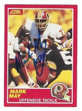 Autographed 1989 Score  MARK MAY Washington Redskins card #116 w/ Show Ticket 