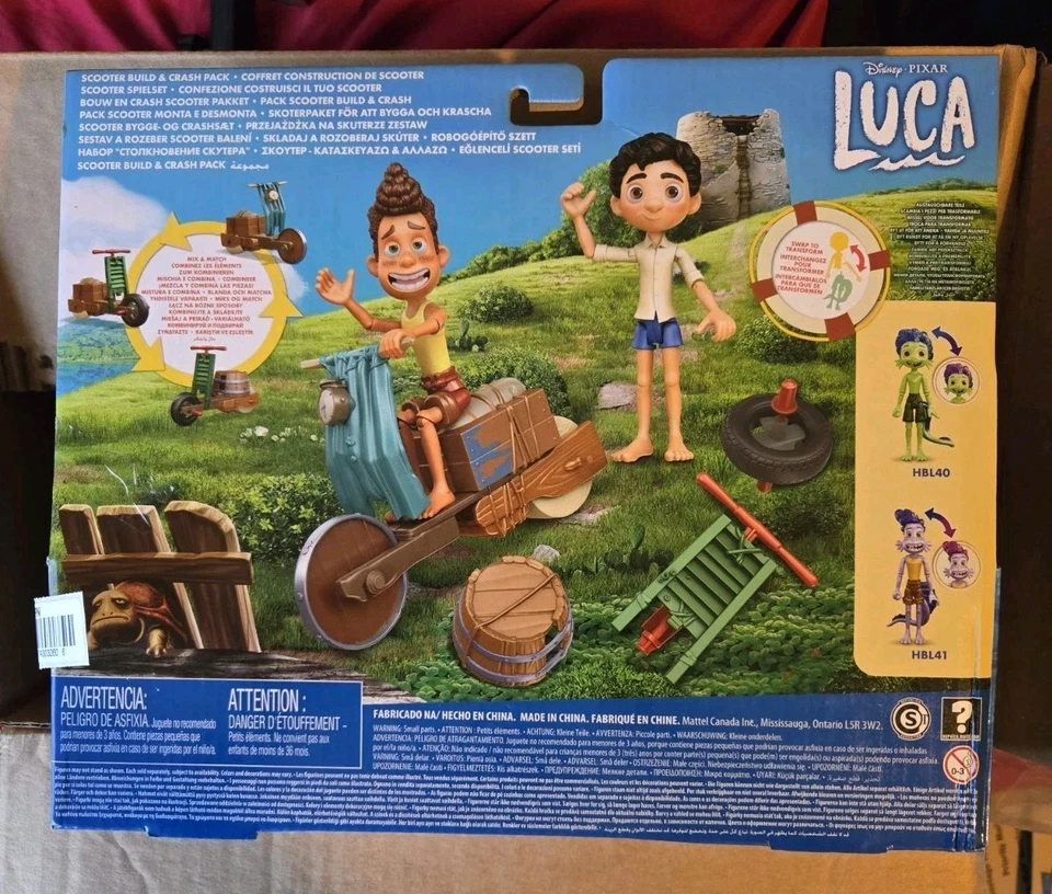 Disney Pixar Nuevo en Caja Retirado Luca Scooter Build & Crash Pack Figura de 6 Pulgadas Foto 2 de 3