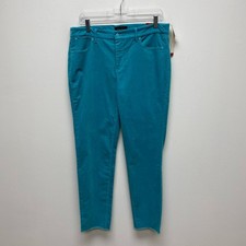 Talbots Women Blue Corduroy Flawless Five Pocket Frayed Hem Slim Ankle Pants 10L