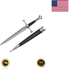 Intricate Medieval Sword Prop - 13.5-Inch Stainless Steel with Scabbard Included