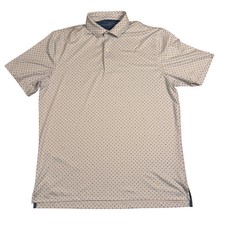 Johnnie-O Mens Large Performance Polo Shirt Geometric Print UPF 50 Stretch Gray
