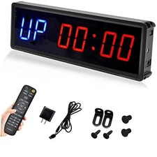 LED Interval Timer Count Down/Up Clock Stopwatch with Remote for Home Blue red