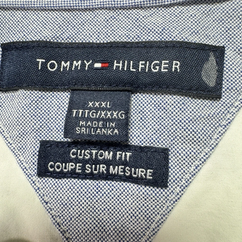 Tommy Hilfiger Shirt Adult 3XL White Blue Stars Custum Fit Short Sleeve Casual - Image 4 of 4