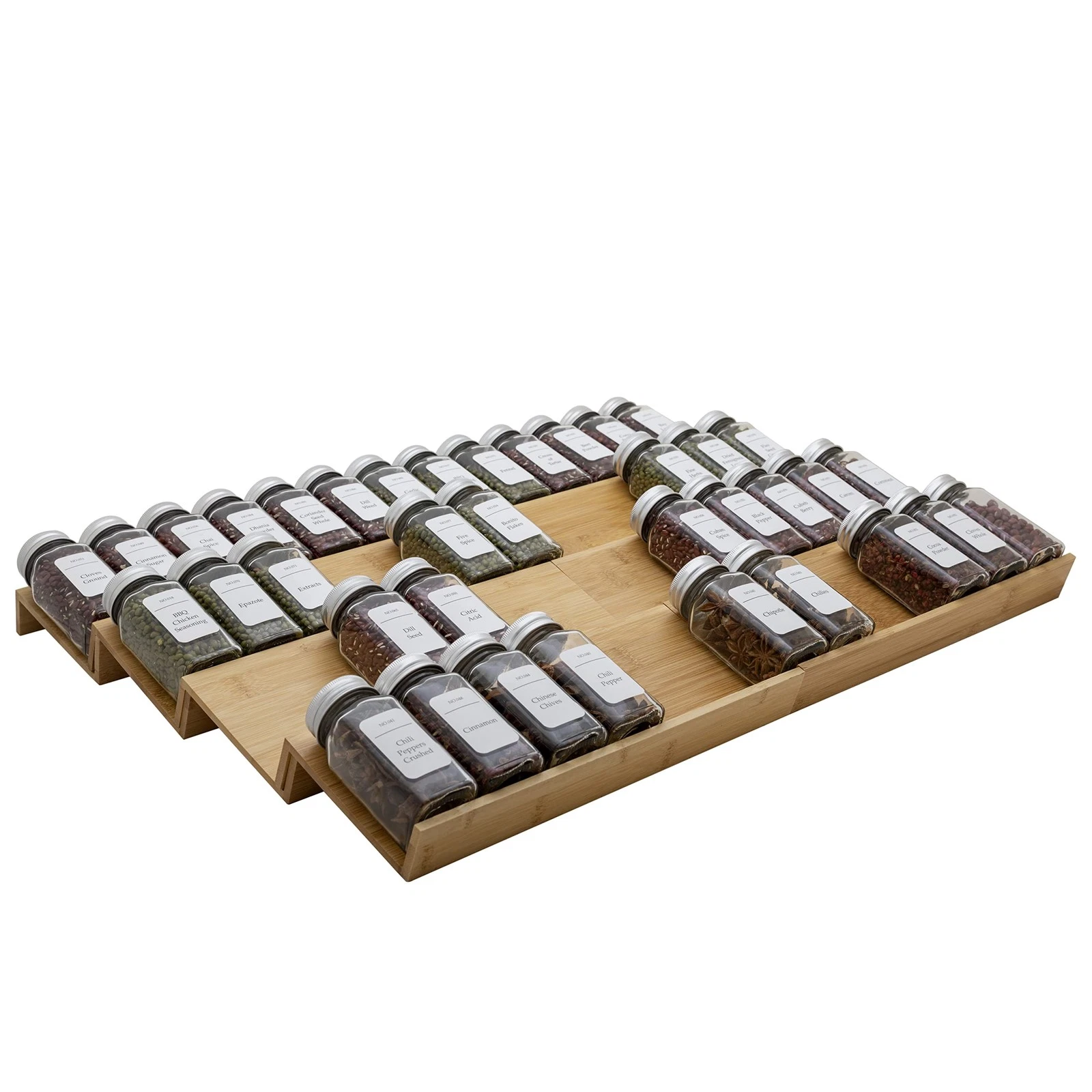 Spice Rack Drawer Organizer - 8 Piece Set - 12" Wide, Combine Into 24" Rack (...