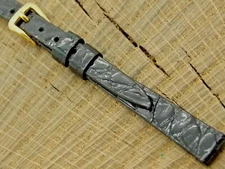 Stylecraft Vintage Unused NOS Black Alligator Watch Band Gold Tone Buckle 8mm