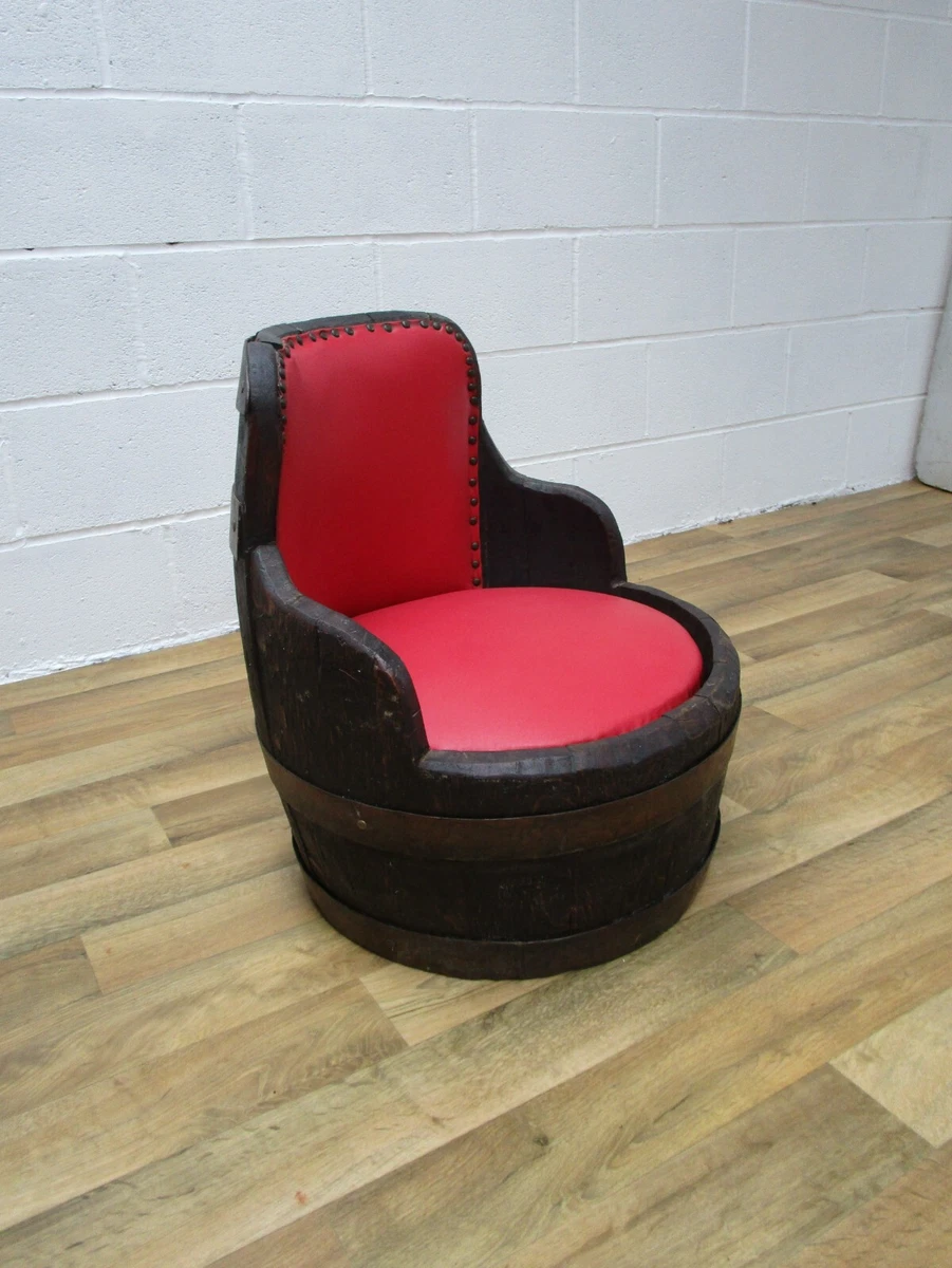 Lovely Vintage Medium Oak Wine Whiskey Barrel Country Chair