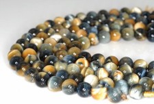 8MM GOLDEN BLUE TIGER EYE GEMSTONE GRADE AA BLUE ROUND 8MM LOOSE BEADS 15.5"