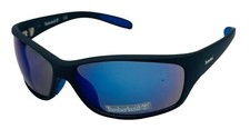 Timberland Mens Rectangle Matte Black Plastic Sunglass, Blue Mirror TB7157 2X