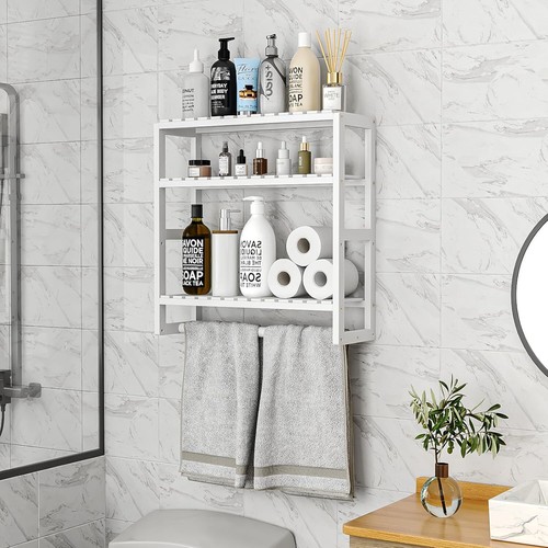 Towel Racks Bathroom Shelves Over Toilet Storage with Towel Bar 3 Tier