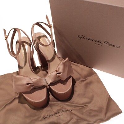 Gianvito Rossi NWB Rosie Platform Sandals w/ Bow Size 37 US 7 in Praline (Nude)