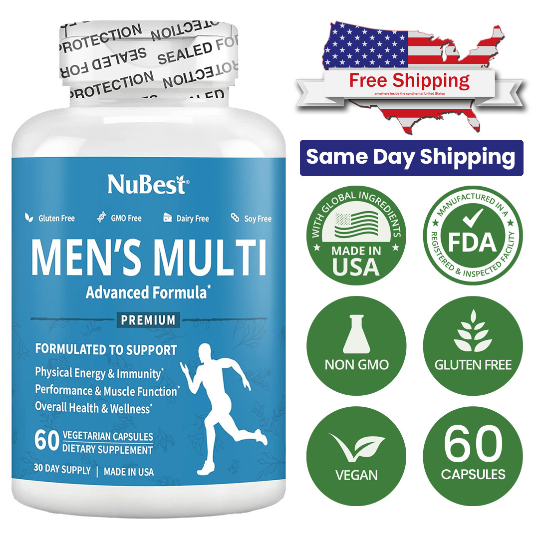 NuBest Men's Multi – Energy, Muscle & Immune Support – 60 Vegan Capsules