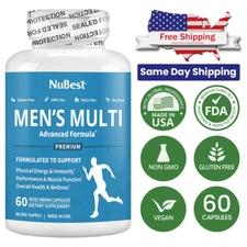 NuBest Men's Multi – Energy, Muscle & Immune Support – 60 Vegan Capsules