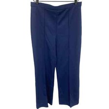 VTG 70  s Montgomery Ward Sz 14 Line Pattern Slacks Navy Blue Wide Leg Polyester