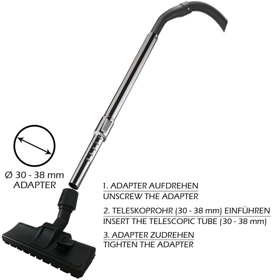 MisterVac Bocchetta Compatibile Per Aspirapolvere Bosch UniversalVac 15 - Ugello Pavimenti Commutabile Con Spazzole E Rulli - 2