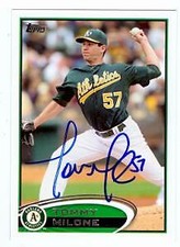 Tommy Milone autographed baseball card (Oakland Athletics) 2012 Topps #US132
