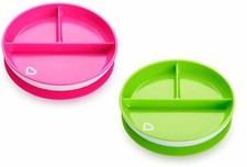 Munchkin Stay Put Divided Suction Plates 4 Pack Pink/Purple/Blue/Green 
