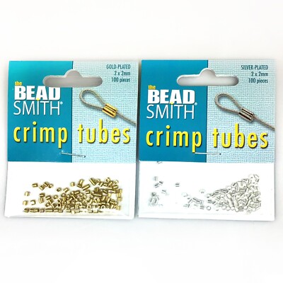 BeadSmith® Tube Crimp Silver Plated Gold Plated 2x2mm Crimp Beads Jewelry  Making