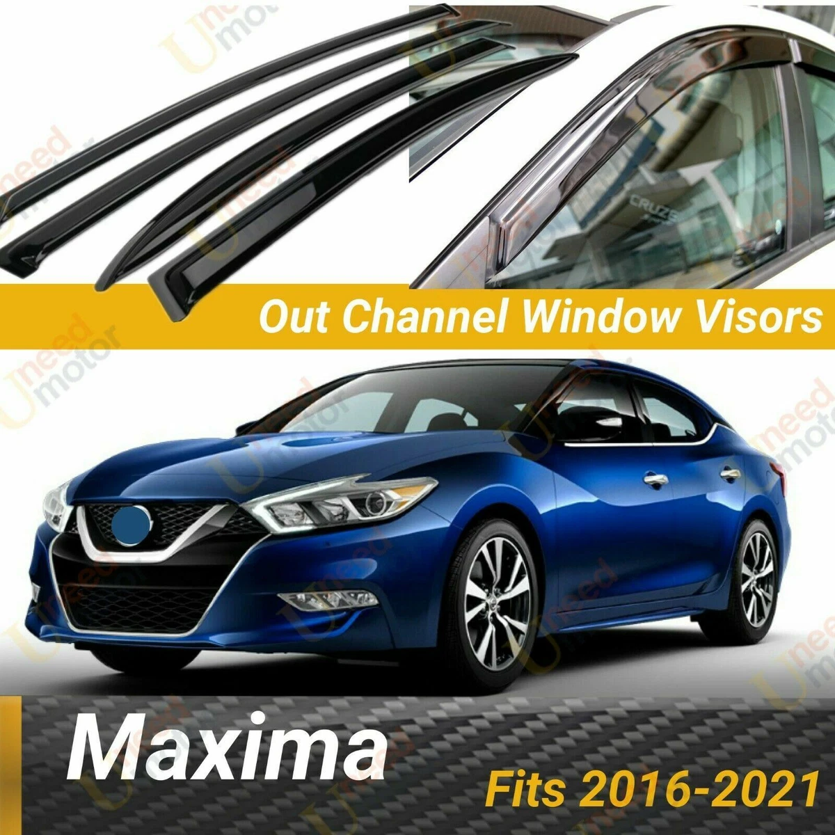 For 2016 2023 Nissan Maxima Out Channel Window Visor Rain Guards