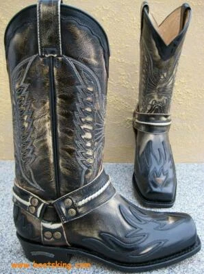 Sendra Boots Bikerboots 6341 schwarz - weiss Farmer Stiefel Handmade Gr. 38 - 41