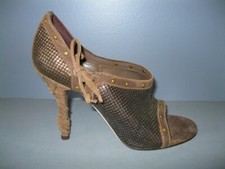 AUTHENTIC VINTAGE DIOR NEW 38 TAUPE OPEN TOE BOOTIES 695 SHOES NIB