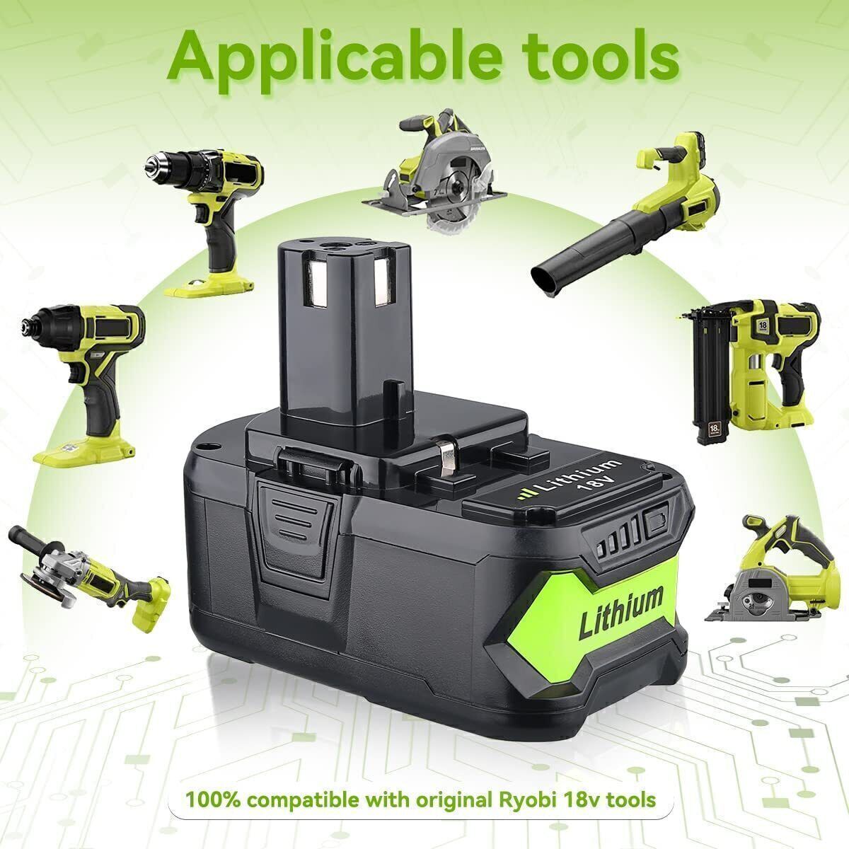 Lot De 2 Batteries 18V 9.0Ah Compatibles RYOBI One+ Plus - Lithium-ion Neuves