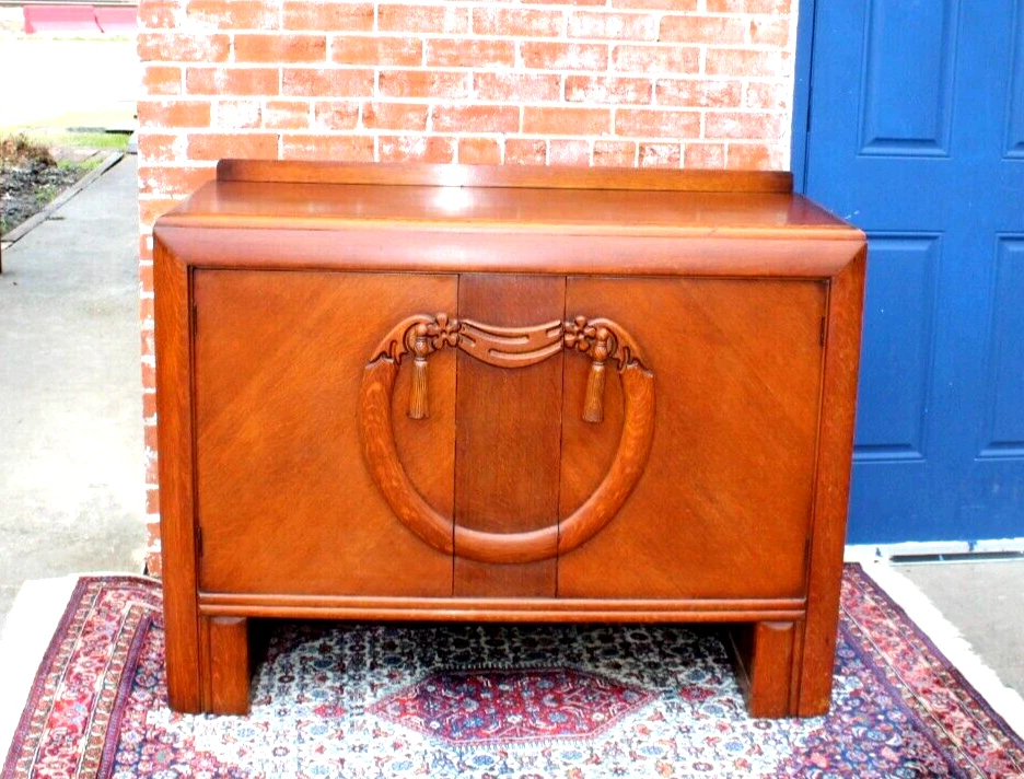 Aparador inglés antiguo roble Art Deco | Pequeño armario de buffet o bar Foto 2 de 4