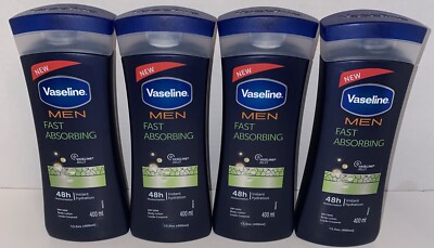 Vaseline Men Fast absorbing Hydration Dry Skin Body Lotion 13.5oz Lot of 4